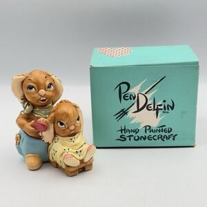 Vintage Pendelfin Hand Painted Figure DANDY England Mom Daughter Haircut Rabbits